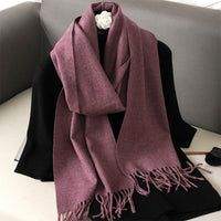 Solid Color Maillard Scarf Cashmere-like Women Warm Shawl