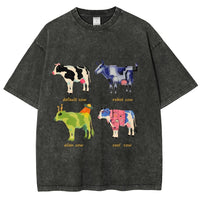 Mens Retro Cotton Funny Cow Streetwear Printed Top