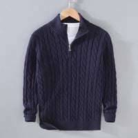Half-high Neck Thickened Thick Needle Men's Sweater Zip Loose Pullover Knitwear
