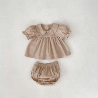 Summer Baby Girl Peter Pan Collar Short Sleeve Top