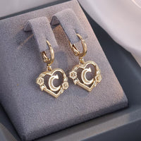 European And American Golden Heart-shaped Letter Earrings