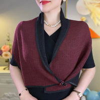 Crumpled Small Flower Magnetic Snap Double-sided Two-color Scarf