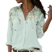 Fashion Printing Lapel Long Sleeve Shirt For Women