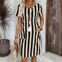 Summer New Striped Short-Sleeve Dress