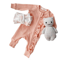 Girls' Baby Knitted Elastic Waffle Jumpsuit