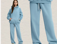 Men's Hooded Sweatshirt Fleece-lined Loose Sweatshirt Set