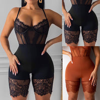 Sexy Sling Low Cut See Through Eyelashes Nightclub Jumpsuit Women