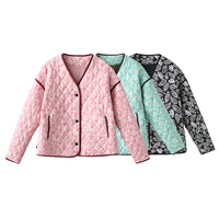 New European And American-style Fashionable Casual V-neck Printed Jacket For Women