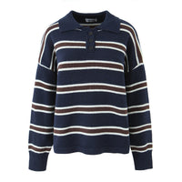 Casual Contrast Color Striped Women's Knitwear