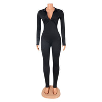 Sports And Leisure Tight-Fitting Long-Sleeved Women Jumpsuit