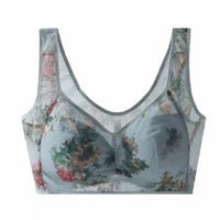 Mesh Floral Print Comfortable Wireless Bra Underwear