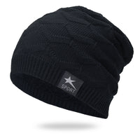 Windproof Hat Solid Color Plus Velvet Knitted Hat