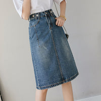 Summer Design Denim Skirt Mid-length