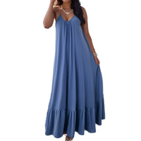 Strapless Sleeveless Solid-color Dress