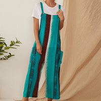 Women's Loose And Thin Cotton And Linen Printed Suspender Jumpsuit
