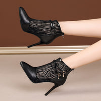 Womens Lace Mesh High Heels With A Stiletto Heel And Pointed Toe