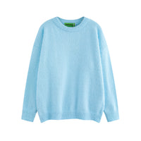 American Retro Simple Solid Color Crew Neck Pullover Sweater Men And Women