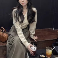 Lace V-neck Solid Color Women's Long Sleeve Sweater