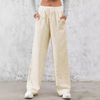 Sloppy-chic Ice-silk Draped Wide-leg Trousers