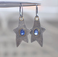 Moonstone Two-Tone Star Earrings For Women
