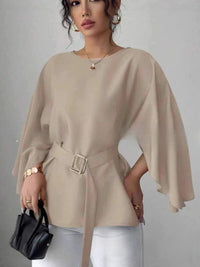 Solid Color Shirt Flared Half Sleeve Women's Clothing