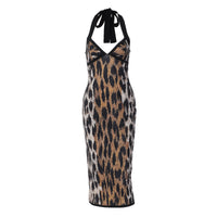 Sleeveless Halterneck Slit Dress Womens