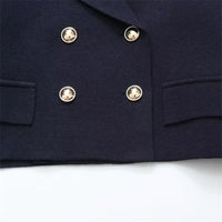 Women's Lapel Double Breasted Knitted Short Coat