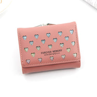 Womens Three-Fold Wallet With Hollowed-Out Heart Design