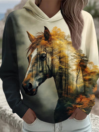 Women's Casual 3D Digital Animal Print Hoodie