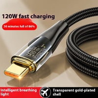 Lengthened 2 M Transparent Gold-plated 120W Super Fast Charge Data Cable