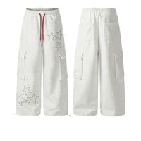 Womens Casual Pants With American-Style Rhinestone Stars And Large Pockets