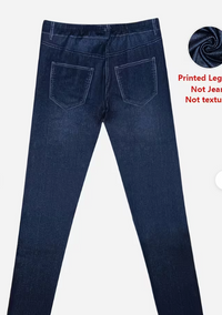Ladies' Faux Denim Print Skinny Leggings