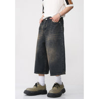 Wide Leg Retro Distressed Flared Cropped Pants