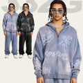 Retro High-grade Graffiti Long-sleeved Knitted Cardigan