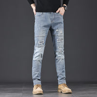 High-end Blue With Holes Jeans For Men