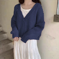 College Style Girls' Tops Loose Outer Wear Short Knitted Cardigan Sweater