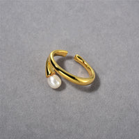 French Entry Lux Vintage Brass Plated 18K Real Gold Inlaid Pearl Ear Bone Clip