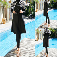 Women's Fashion Diving Print Top Pants Hat Three Piece Set