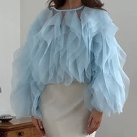 High-End Spliced Multi-Layer Gauze Shirt For Women