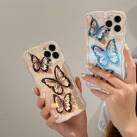 Wave Pattern Blue Light Butterfly Pattern Phone Case