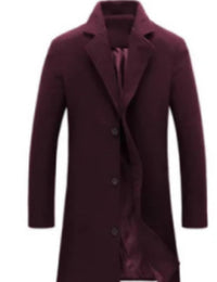 Autumn And Winter New Mens Solid Color Casual Business Woolen Coats