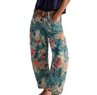 Womens Relaxed-fit Floral Cropped Wide-leg Mid-rise Jeans
