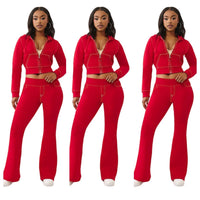 Stylish Casual Solid-color Hooded Cardigan Two-piece Set