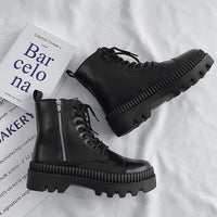 Fashionable And Simple Men's High-top Side Zipper Leather Boots