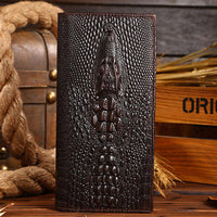 Men's Oil Wax Leather Long Wallet Grain Leather Casual