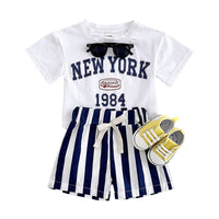 Children's Summer T-shirt Suit Letter Printing