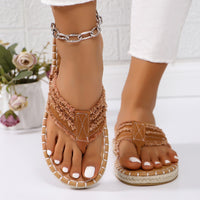 Flip Flops Women's Fashion Flat Straw Beach Flip-flops Outerwear Plus Size Sandals