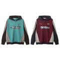 Retro Color Contrast Patchwork Letters Printed Hoodie