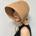 Womens French-style Flat-top Wide-brimmed Fisherman Hat