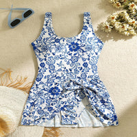 New European And American Printed Conservative Cover Belly One-piece Swimsuit For Women